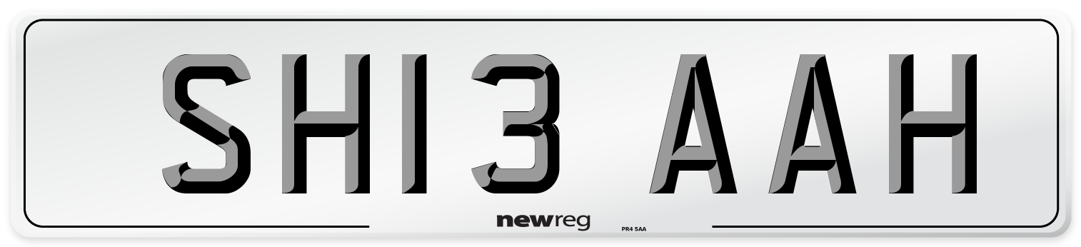 SH13 AAH Front Number Plate