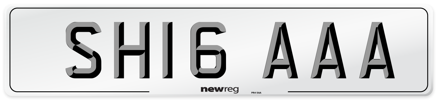 SH16 AAA Front Number Plate
