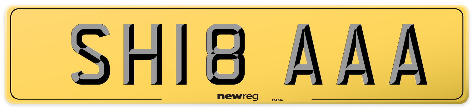SH18 AAA Rear Number Plate