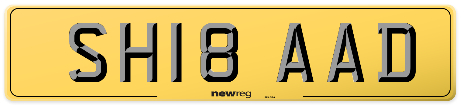 SH18 AAD Rear Number Plate