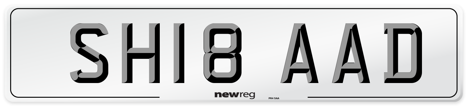 SH18 AAD Front Number Plate