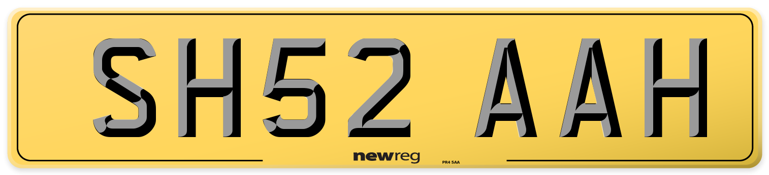 SH52 AAH Rear Number Plate