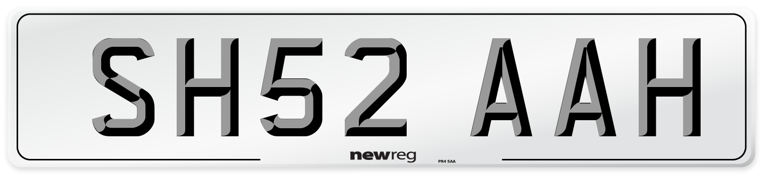 SH52 AAH Front Number Plate