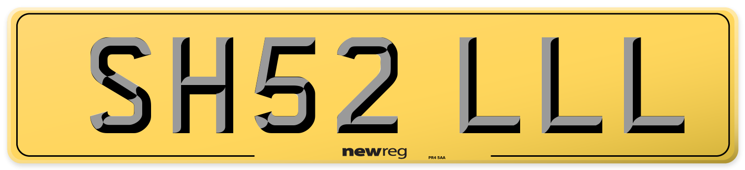 SH52 LLL Rear Number Plate