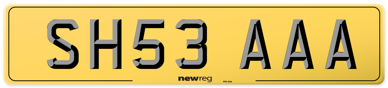 SH53 AAA Rear Number Plate