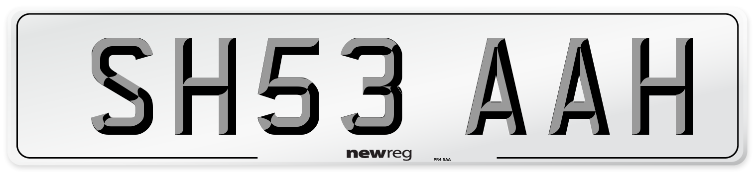 SH53 AAH Front Number Plate