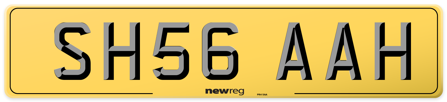 SH56 AAH Rear Number Plate