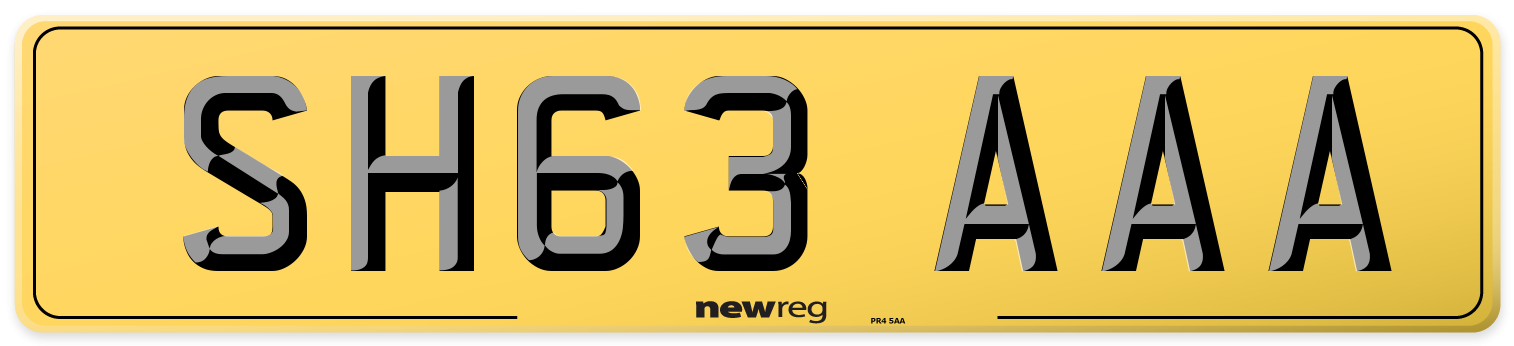 SH63 AAA Rear Number Plate