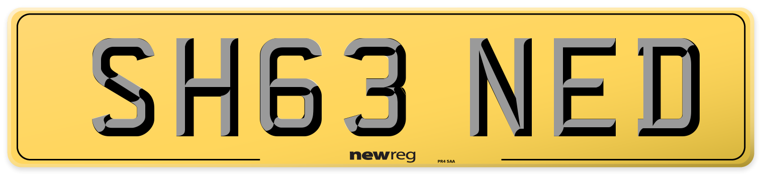 SH63 NED Rear Number Plate