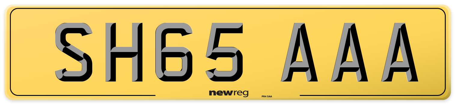 SH65 AAA Rear Number Plate