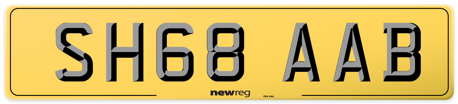 SH68 AAB Rear Number Plate