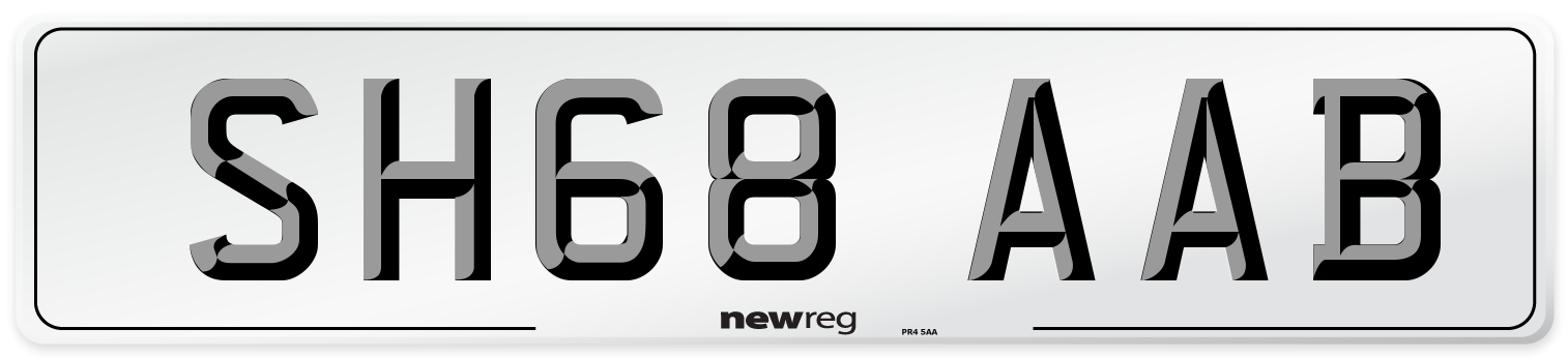 SH68 AAB Front Number Plate