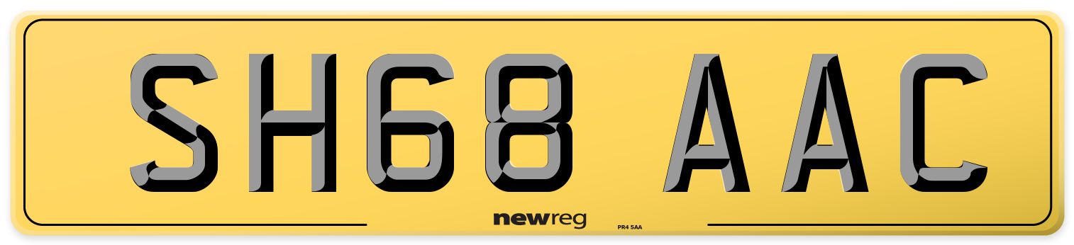 SH68 AAC Rear Number Plate