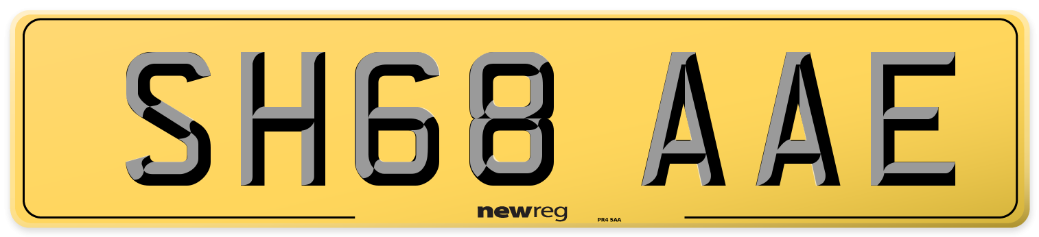 SH68 AAE Rear Number Plate