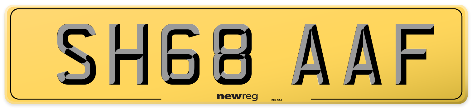 SH68 AAF Rear Number Plate