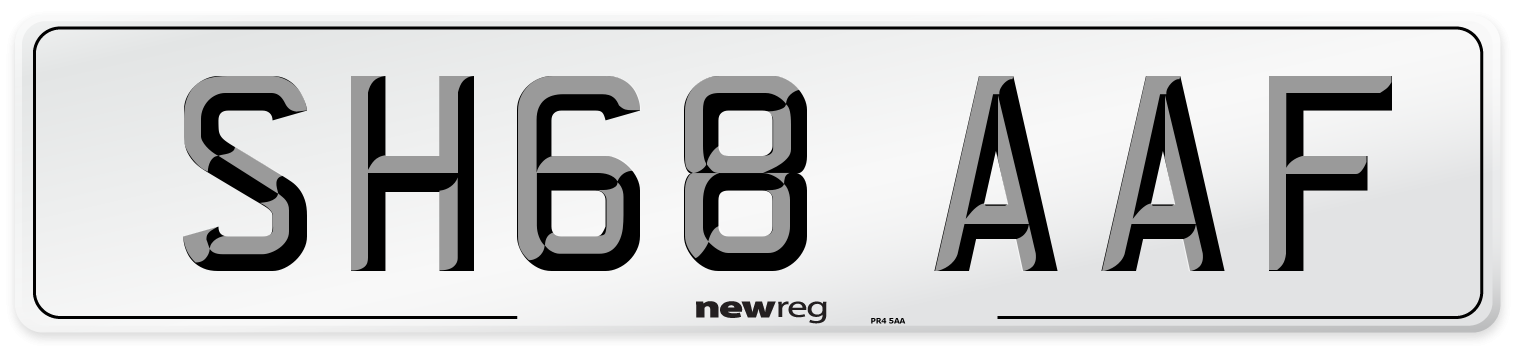 SH68 AAF Front Number Plate