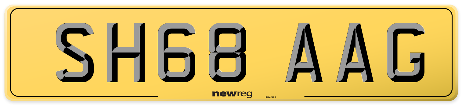 SH68 AAG Rear Number Plate
