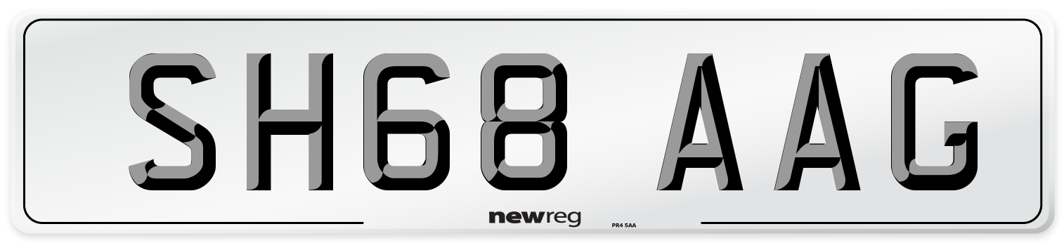 SH68 AAG Front Number Plate