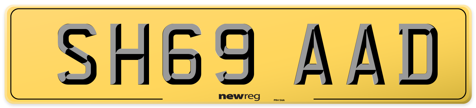 SH69 AAD Rear Number Plate