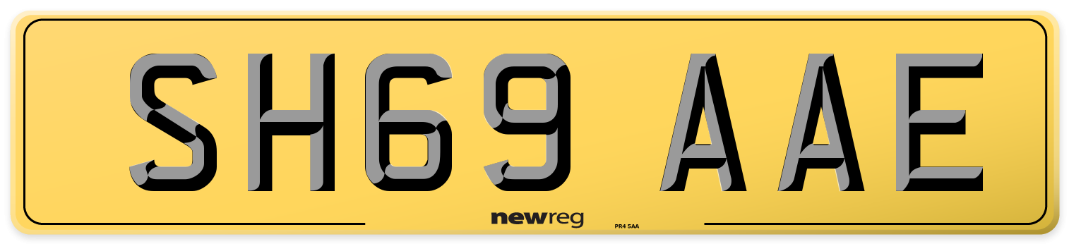 SH69 AAE Rear Number Plate