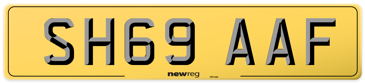 SH69 AAF Rear Number Plate