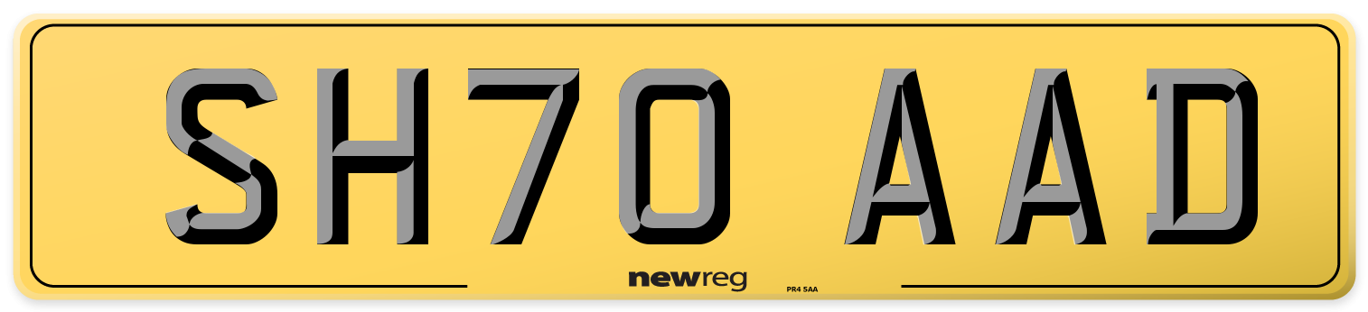 SH70 AAD Rear Number Plate