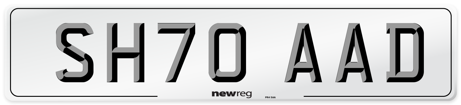 SH70 AAD Front Number Plate