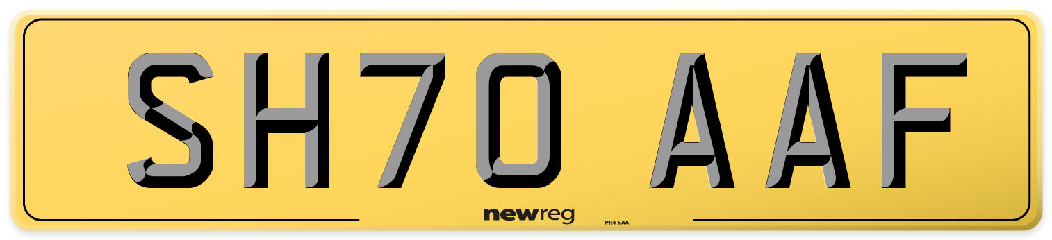 SH70 AAF Rear Number Plate