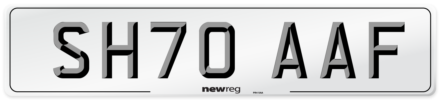 SH70 AAF Front Number Plate