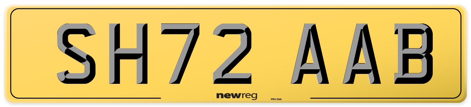 SH72 AAB Rear Number Plate