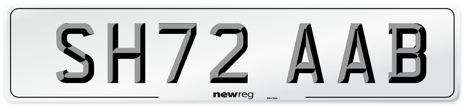 SH72 AAB Front Number Plate