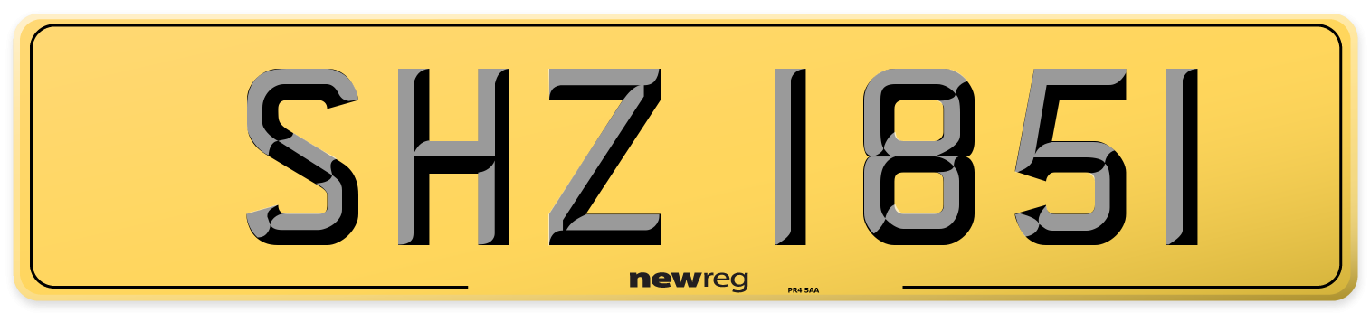 SHZ 1851 Rear Number Plate