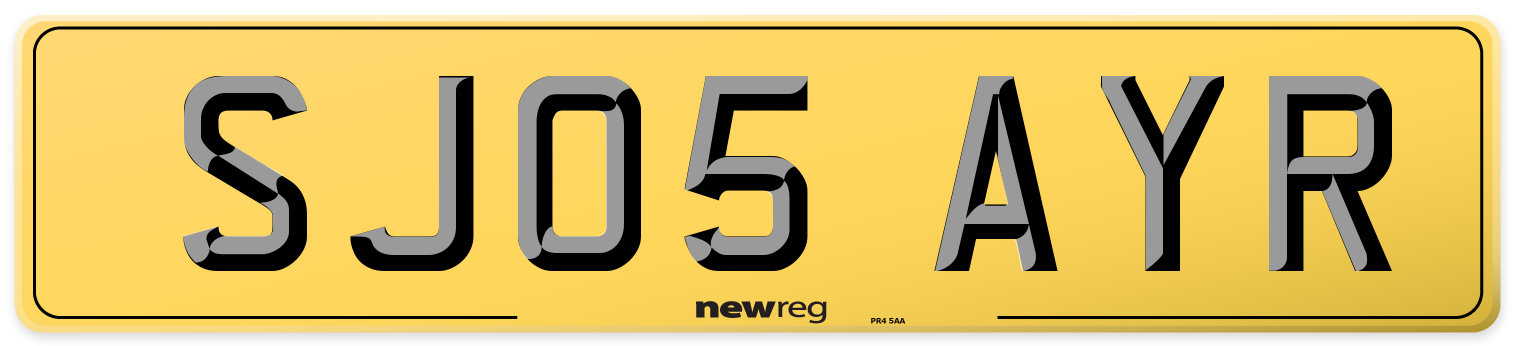 SJ05 AYR Rear Number Plate