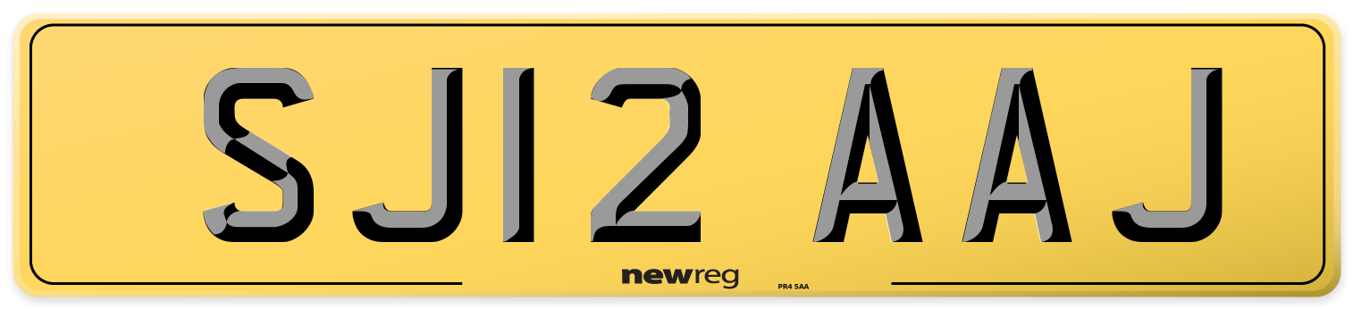 SJ12 AAJ Rear Number Plate