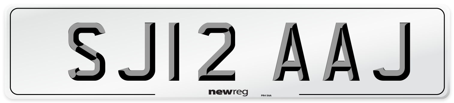 SJ12 AAJ Front Number Plate