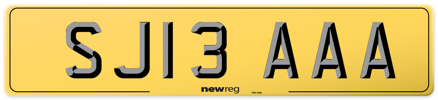 SJ13 AAA Rear Number Plate