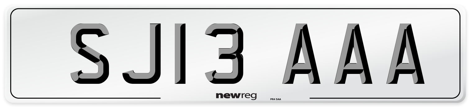 SJ13 AAA Front Number Plate