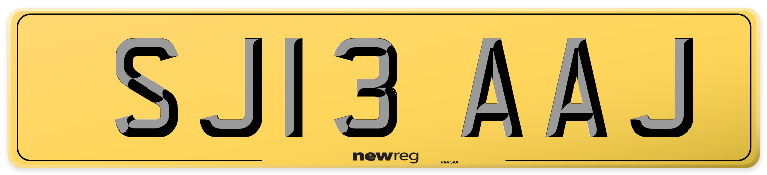 SJ13 AAJ Rear Number Plate