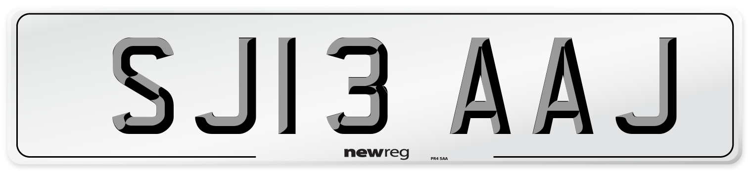 SJ13 AAJ Front Number Plate