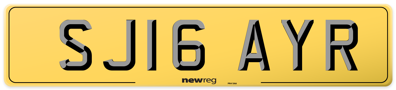 SJ16 AYR Rear Number Plate