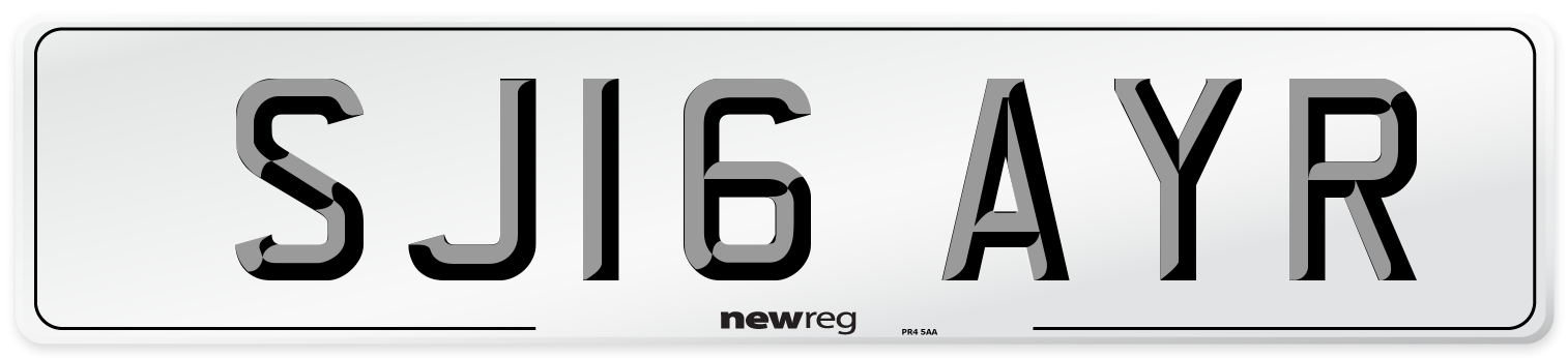 SJ16 AYR Front Number Plate