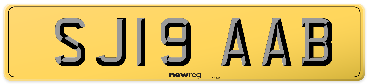 SJ19 AAB Rear Number Plate