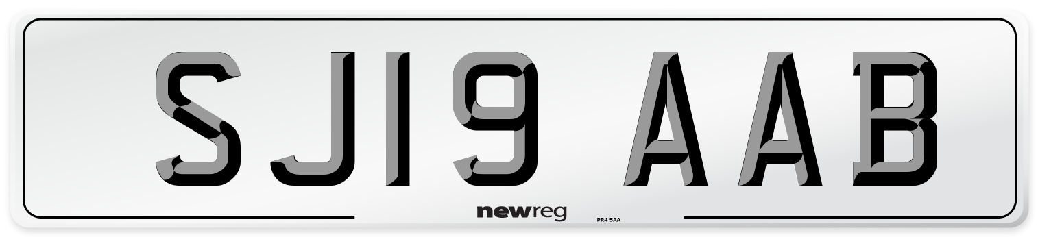 SJ19 AAB Front Number Plate