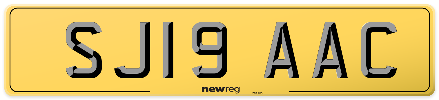SJ19 AAC Rear Number Plate