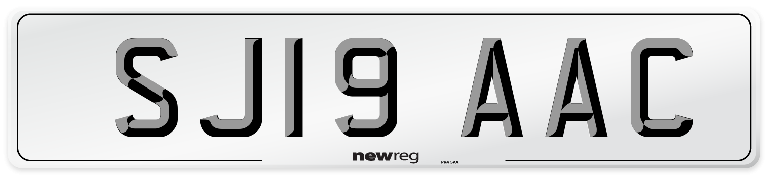 SJ19 AAC Front Number Plate
