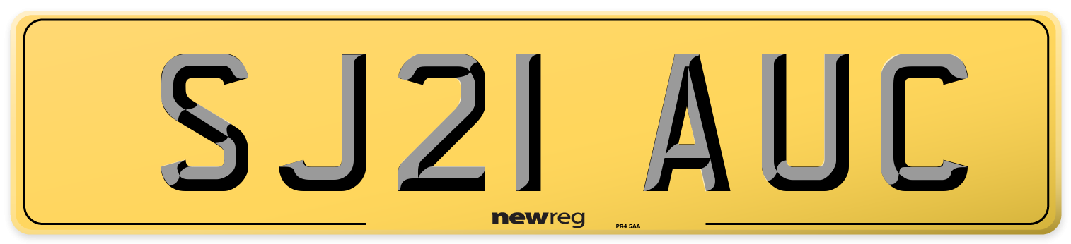 SJ21 AUC Rear Number Plate