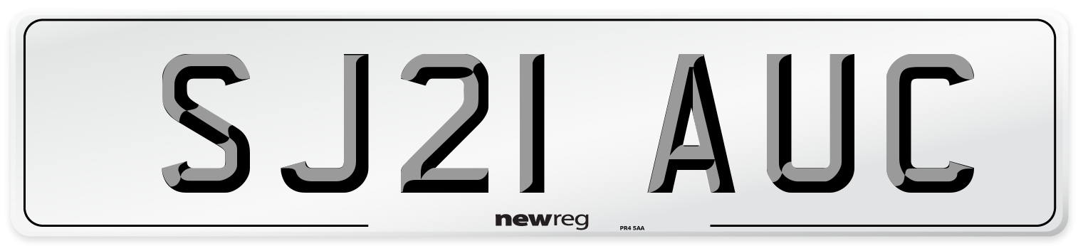 SJ21 AUC Front Number Plate