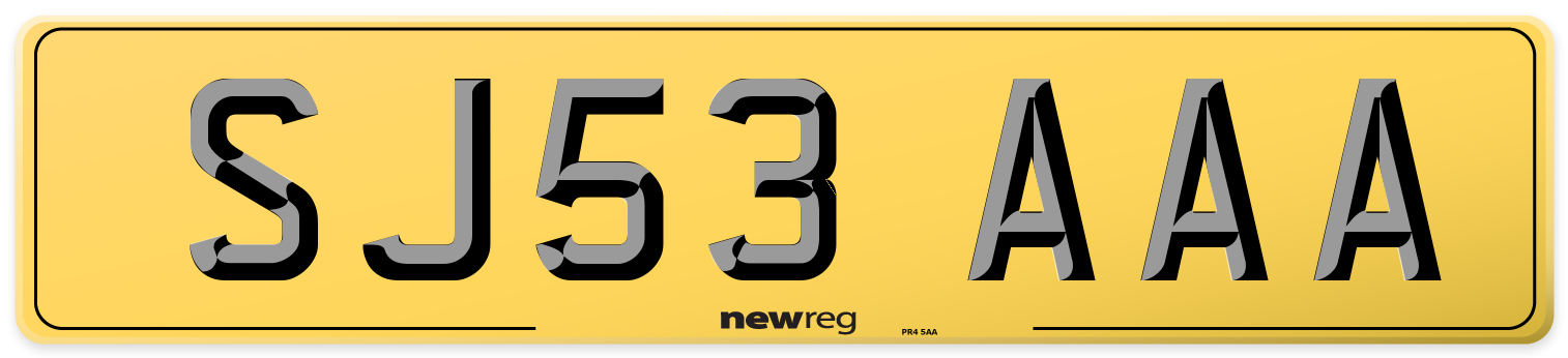 SJ53 AAA Rear Number Plate