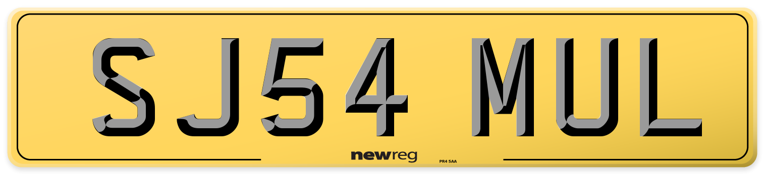 SJ54 MUL Rear Number Plate