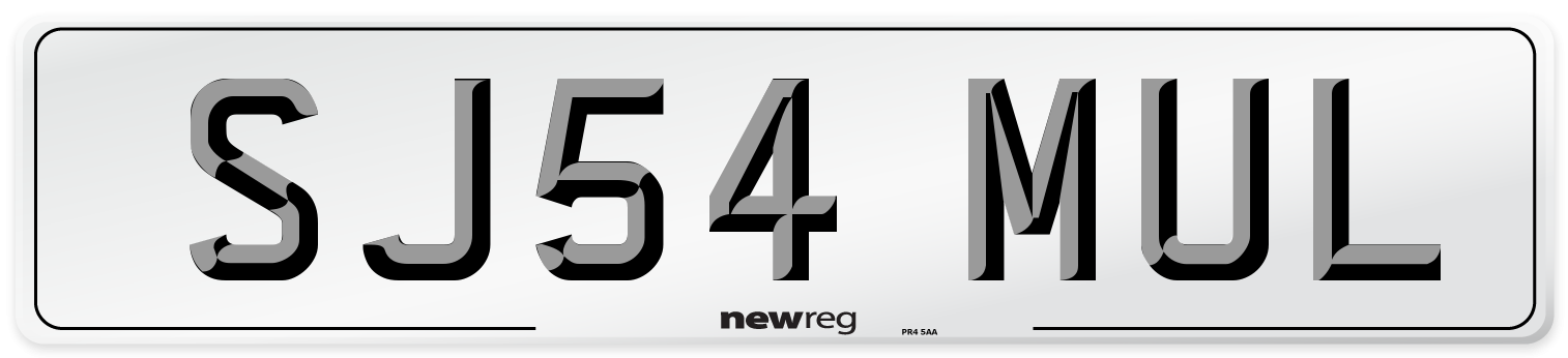 SJ54 MUL Front Number Plate